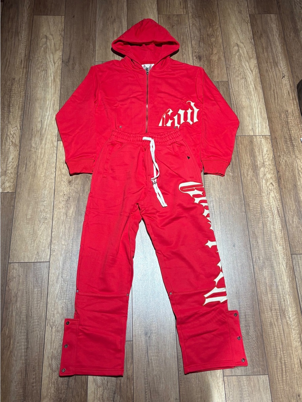 Godspeed Mens Red Zipper Hoodie Sweater and Pants Sweatsuit Set Brand New